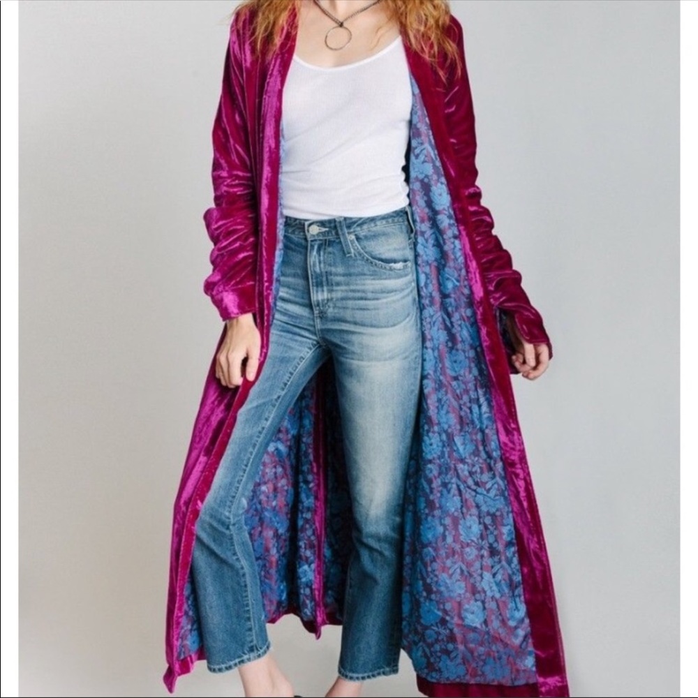 Boho Free People Dhalia velvet duster jacket 💕